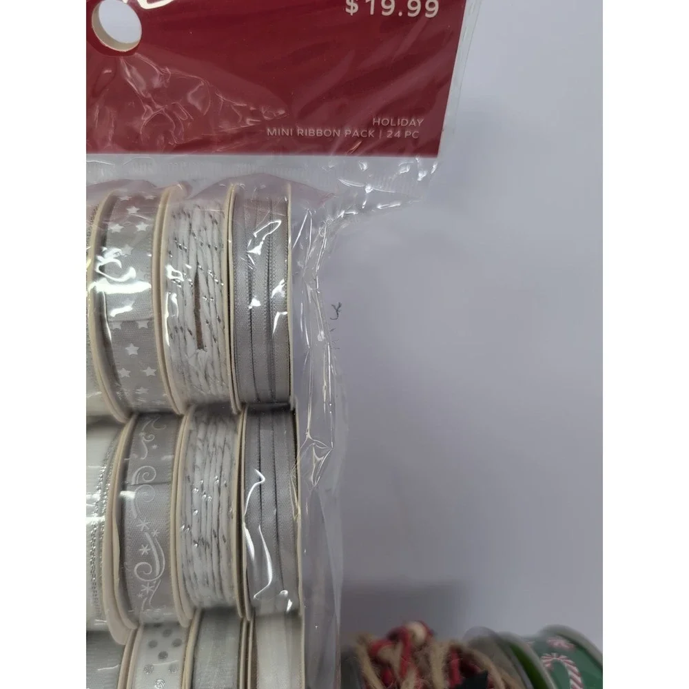 29‎ Spools Christmas Ribbon Lot Red Green White Reindeer Snowflake Cord Satin